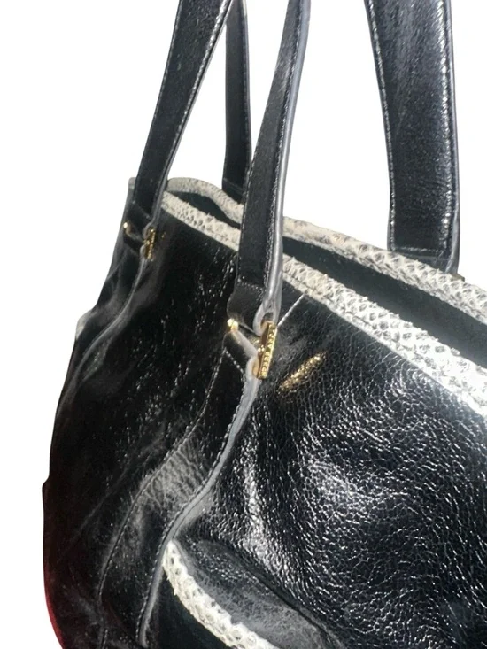 Tory Burch Black Leather Tote with Logo Medallion - Picture 7 of 17